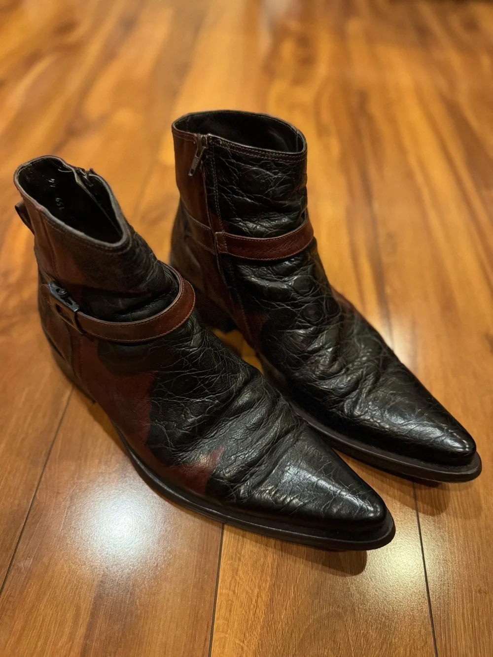 Marco Delli Two-Tone Black & Brown Leather Ankle Boots for Men